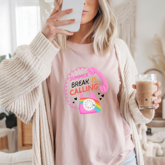 Summer Break is Calling Hand-drawn Teacher T-shirt
