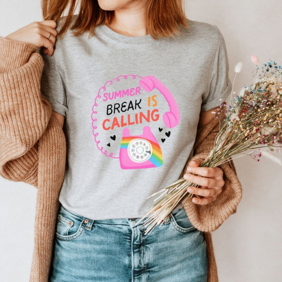 Summer Break is Calling Hand-drawn Teacher T-shirt
