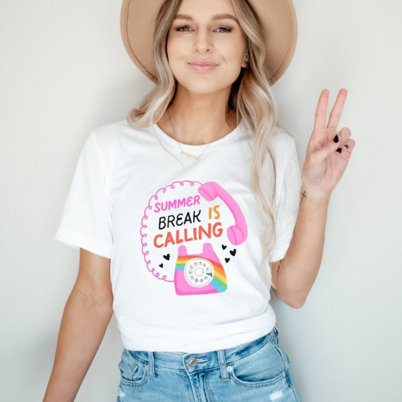 Summer Break is Calling Hand-drawn Teacher T-shirt