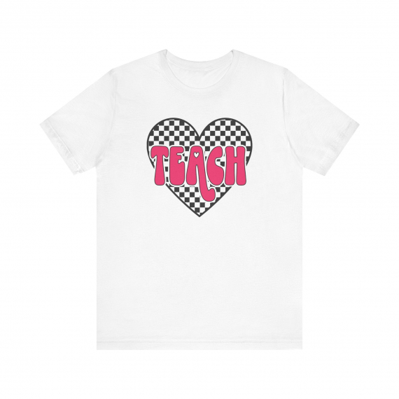 Checkered Heart Teach Teacher T-shirt