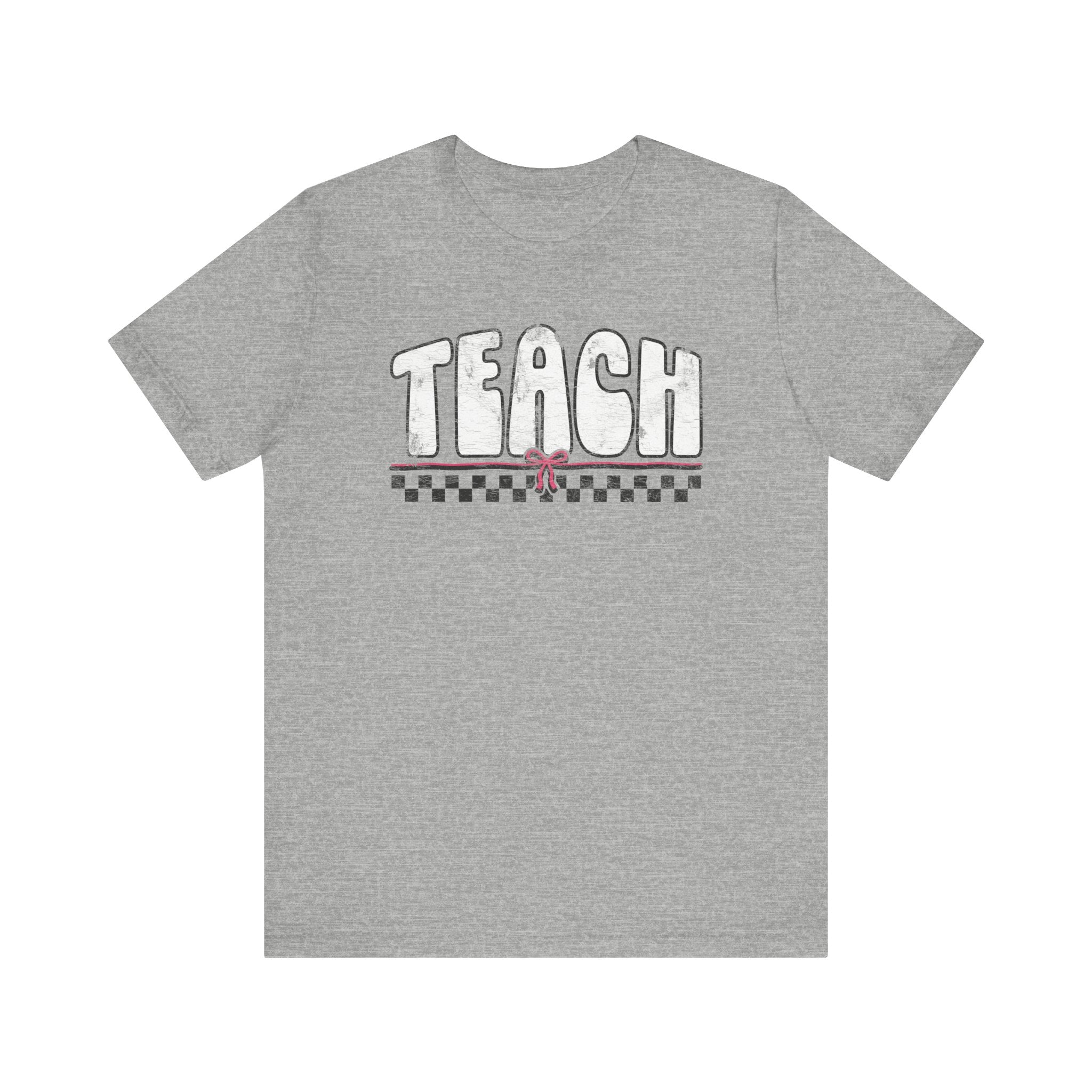 Distressed Teach with Bow Vintage Teacher T-shirt