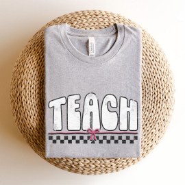 Distressed Teach with Bow Vintage Teacher T-shirt