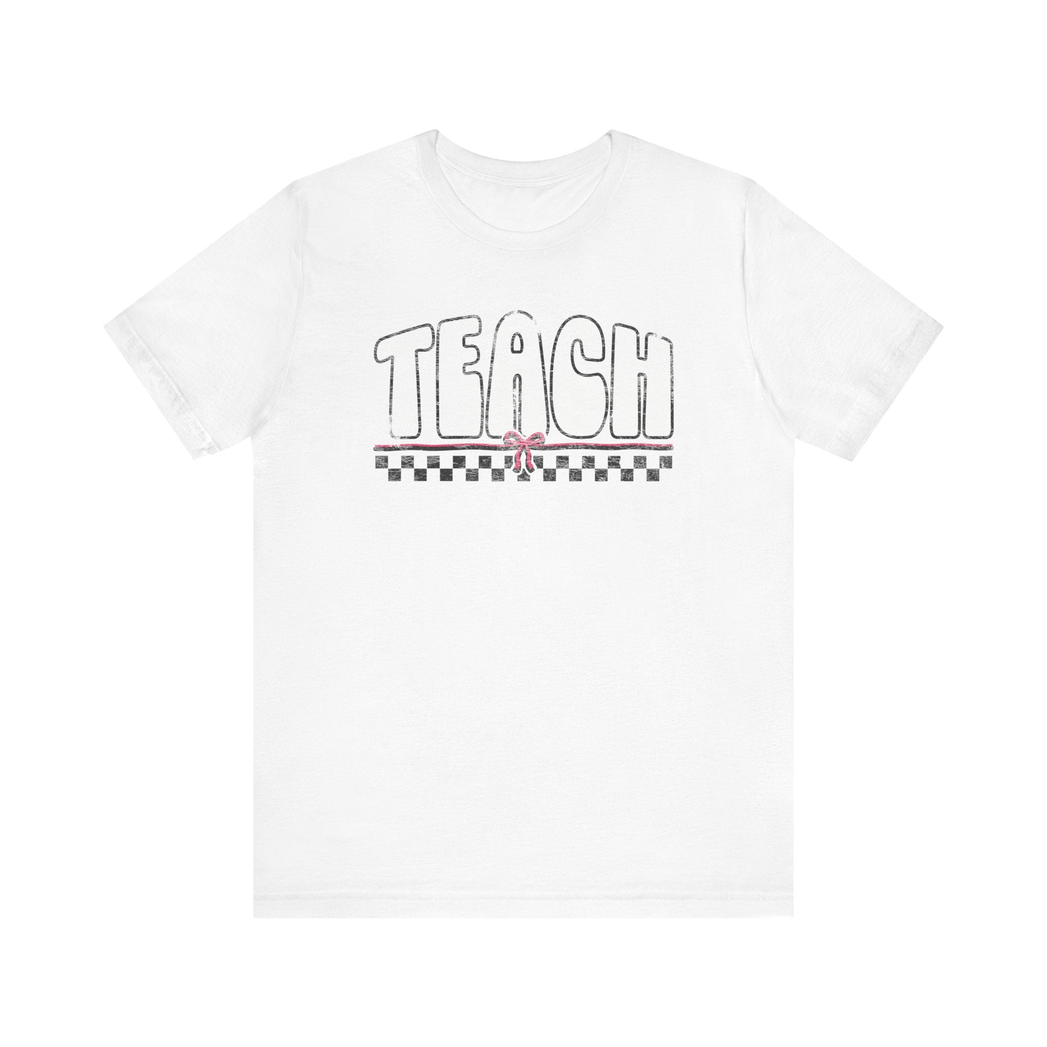 Distressed Teach with Bow Vintage Teacher T-shirt