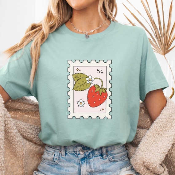 Strawberry Stamp Teacher T-shirt