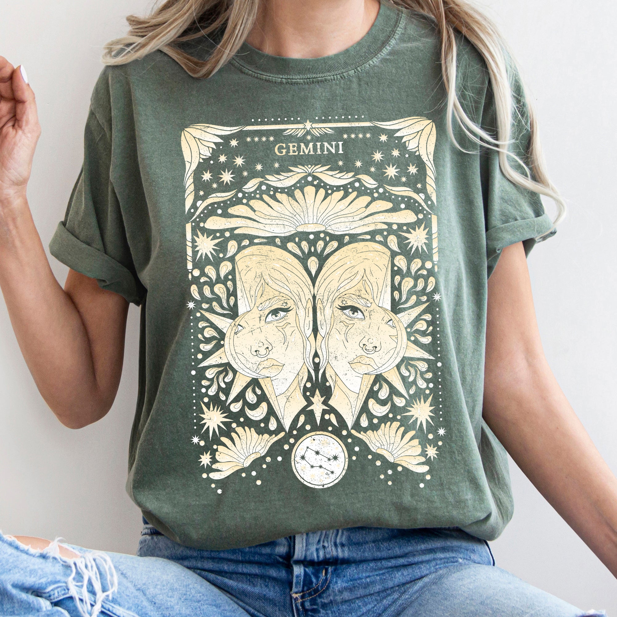 Gemini Celestial Zodiac Comfort Colors Tees Horoscope Astrology